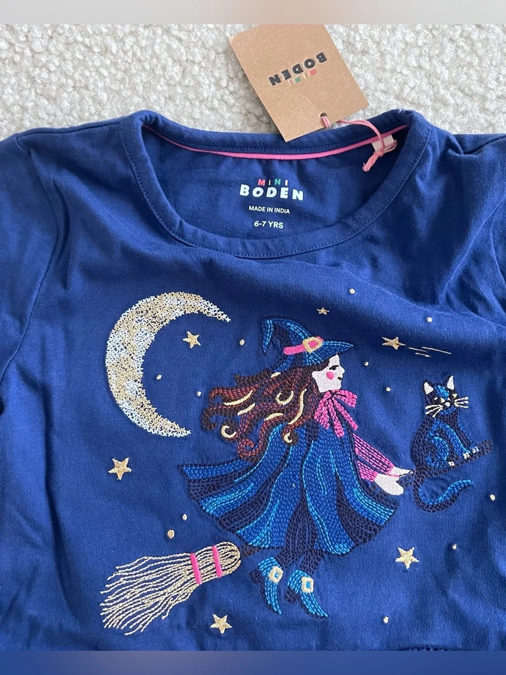 NWT Mini Boden Girls 2pc Tunic & Leggings Set Witch Halloween Blue 6-7y